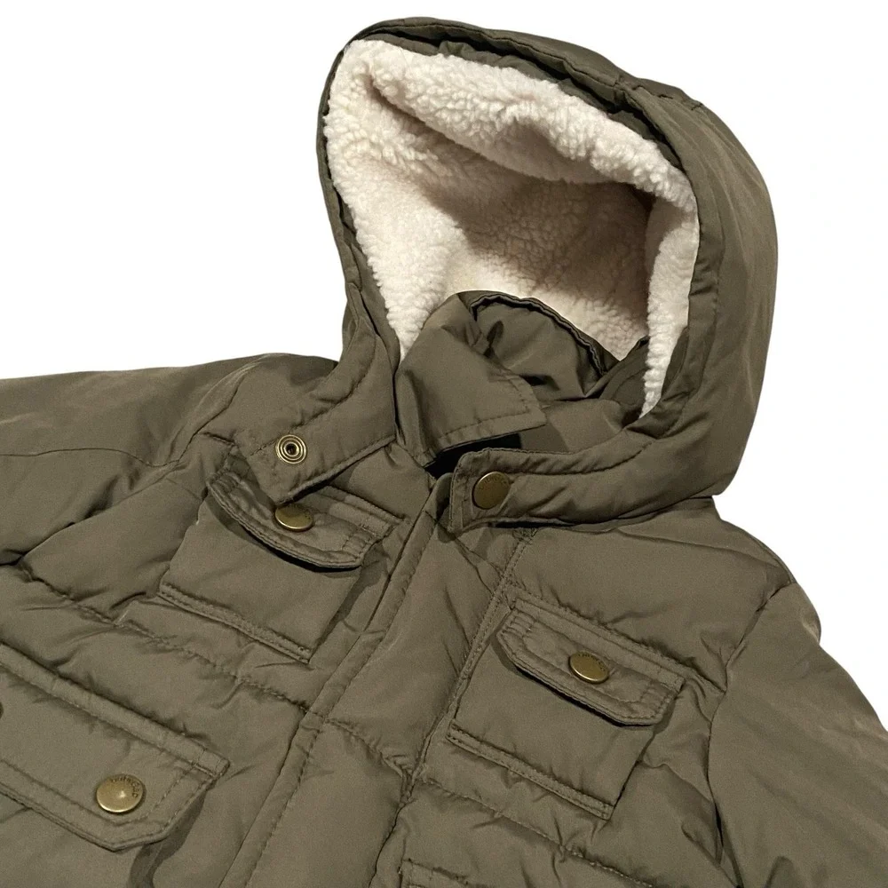 Baby Gap Green Hooded Parka Jacket Sherpa‎ Lined hood 0-6 Months